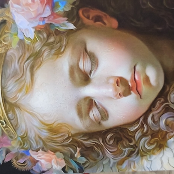 4x6 Guardian Angel Resting Watercolor Art Oil Painting - Picture 2 of 5